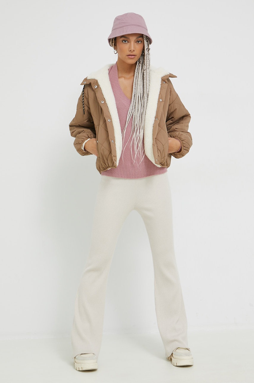 

Куртка Only жіноча колір коричневий перехідна oversize