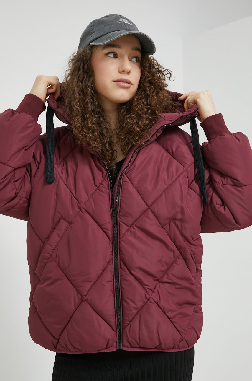 Noisy may geaca femei, culoarea bordo, de iarna, oversize