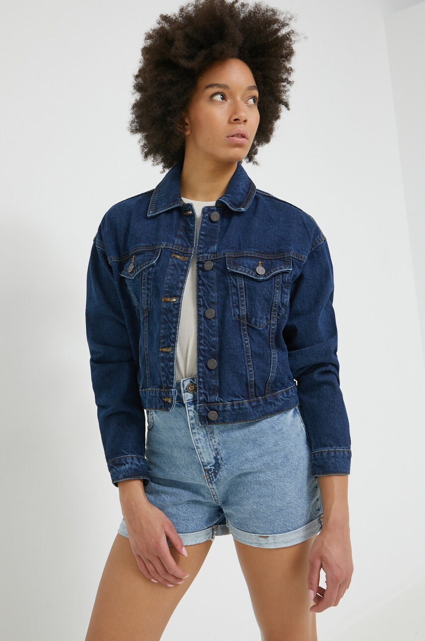 Noisy may geaca jeans femei, culoarea albastru marin, de tranzitie