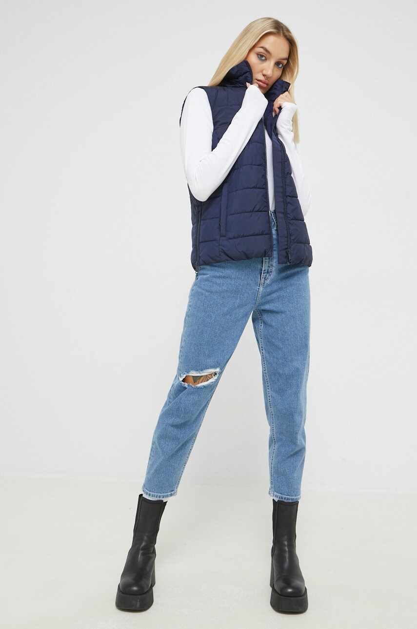 Tom tailor vesta femei, culoarea albastru marin, de tranzitie