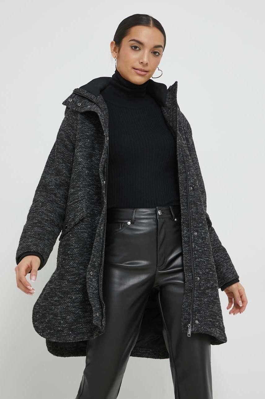 Tom tailor geaca din amestec de lana culoarea negru, de tranzitie