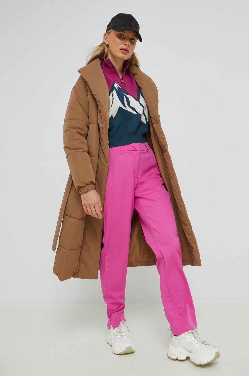 

Куртка Vila жіноча колір коричневий зимова oversize