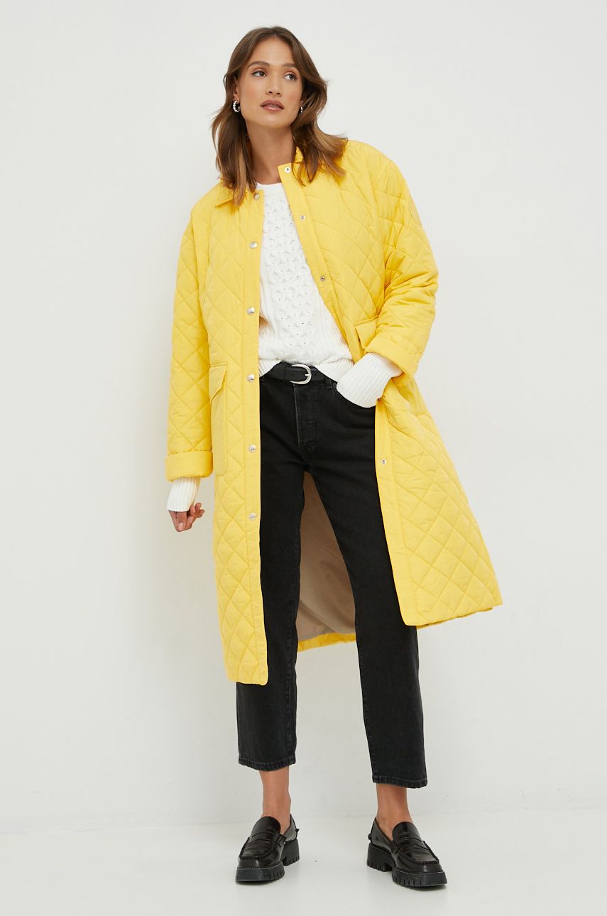 Bunda Tommy Hilfiger dámská, žlutá barva, přechodná - žlutá -  Hlavní materiál: 100 % Polyester