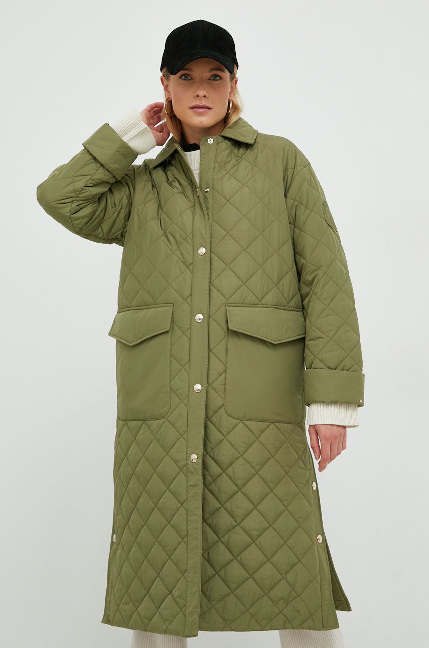 Bunda Tommy Hilfiger dámská, zelená barva, přechodná - zelená -  Hlavní materiál: 100 % Polyest