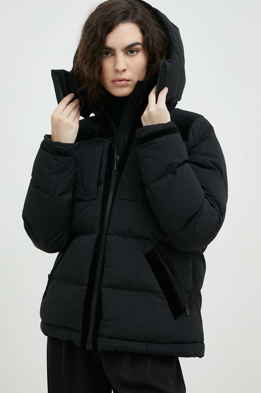 The Kooples geaca femei, culoarea negru, de iarna answear.ro imagine megaplaza.ro