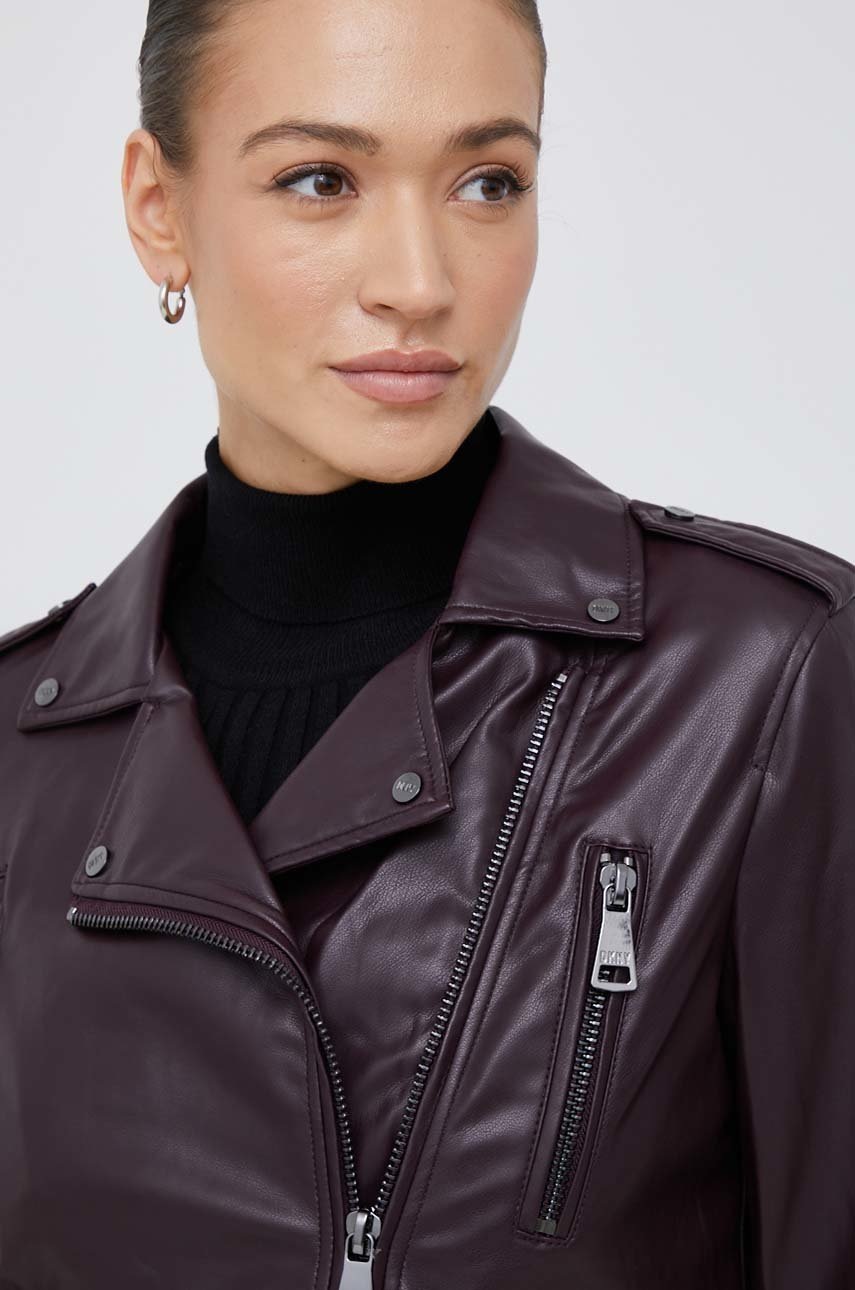 Dkny geaca femei, culoarea violet, de tranzitie