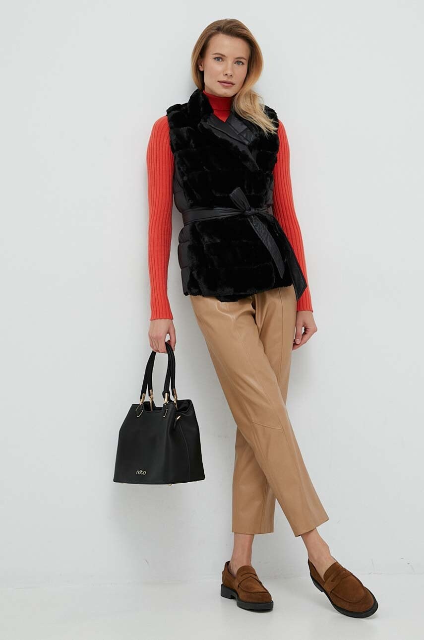 Dkny vesta femei, culoarea negru, de tranzitie