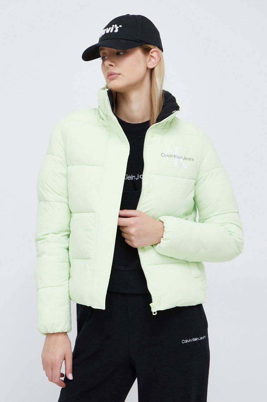 Calvin Klein Jeans kurtka damska kolor zielony zimowa