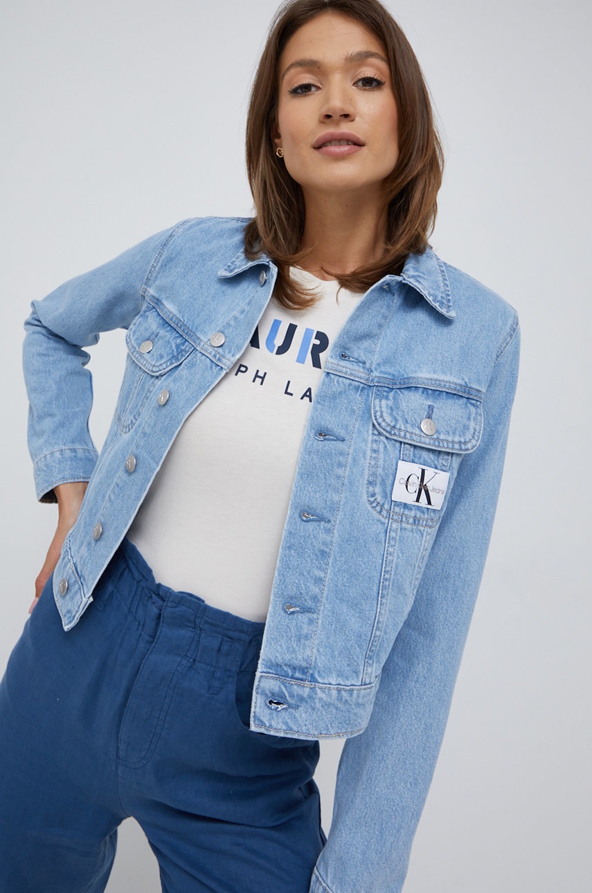 

Дънково яке Calvin Klein Jeans с преходна изолация, Син