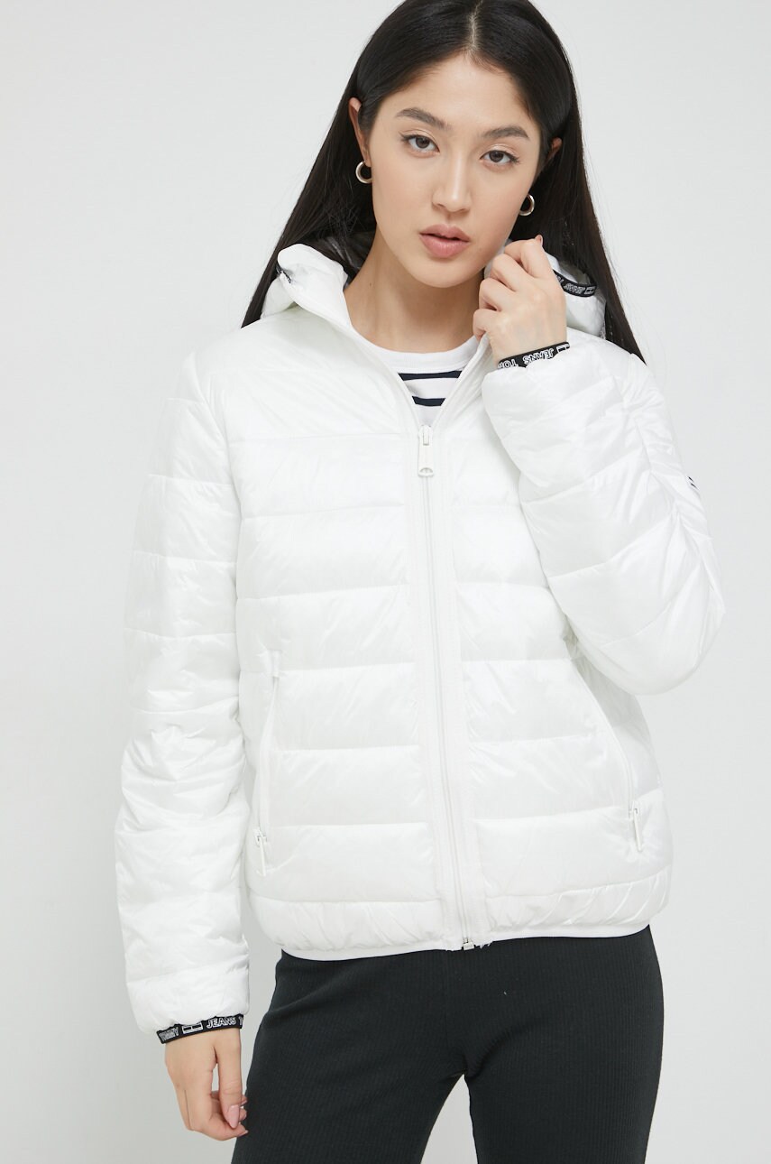 Tommy jeans geaca femei, culoarea alb, de iarna