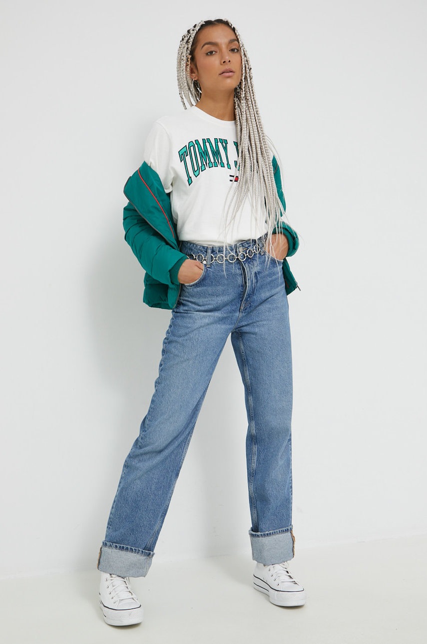 

Куртка Tommy Jeans жіноча колір зелений зимова