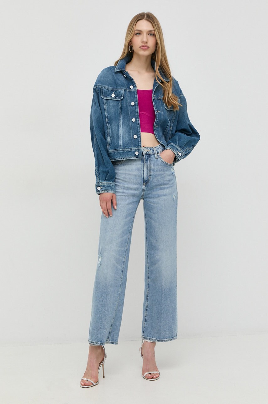 

Джинсова куртка Guess жіноча перехідна oversize