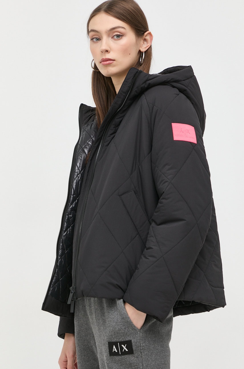 

Яке Armani Exchange в черно със зимна изолация, Черен