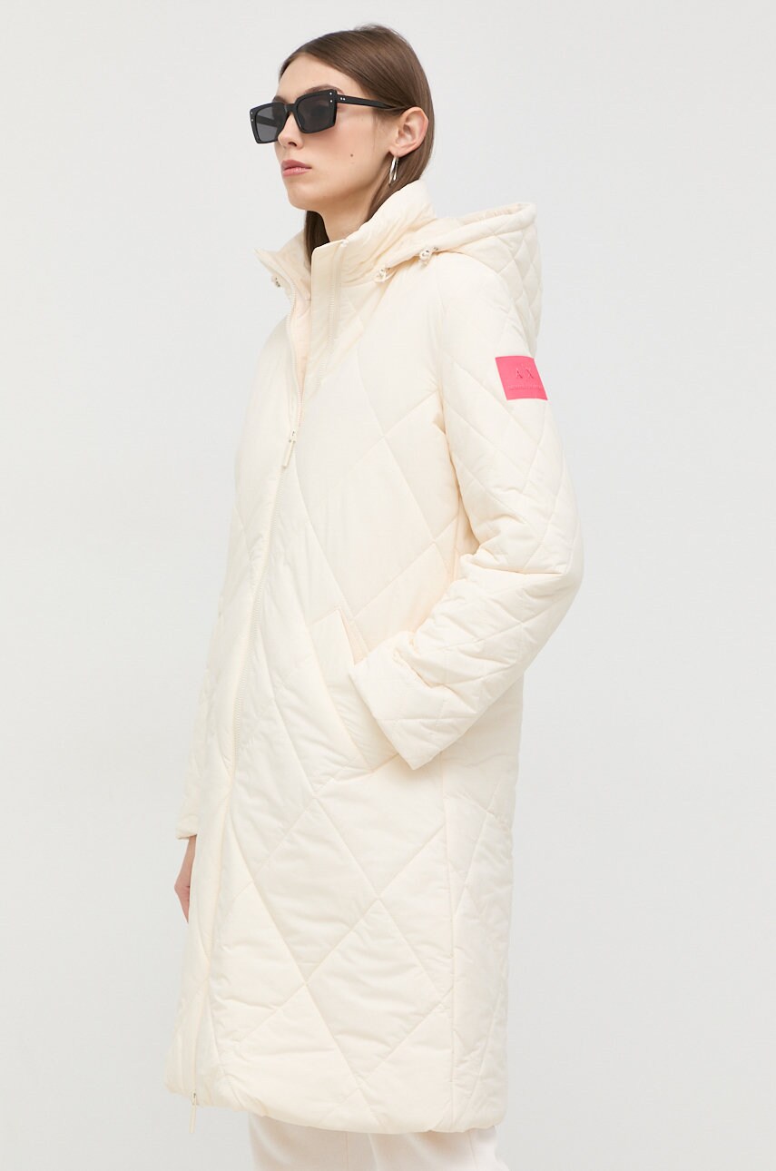 Armani Exchange geaca femei, culoarea bej, de iarna