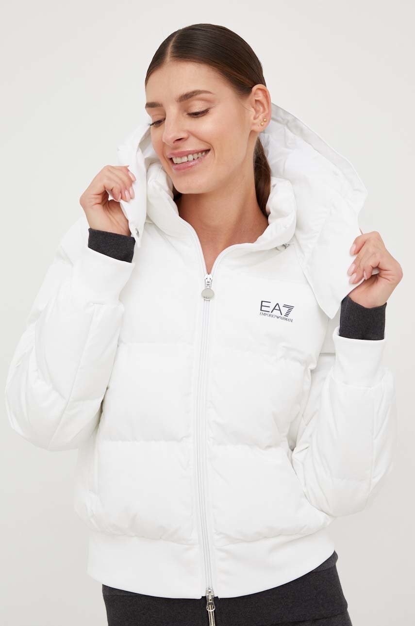 Ea7 emporio armani geaca femei, culoarea alb, de iarna