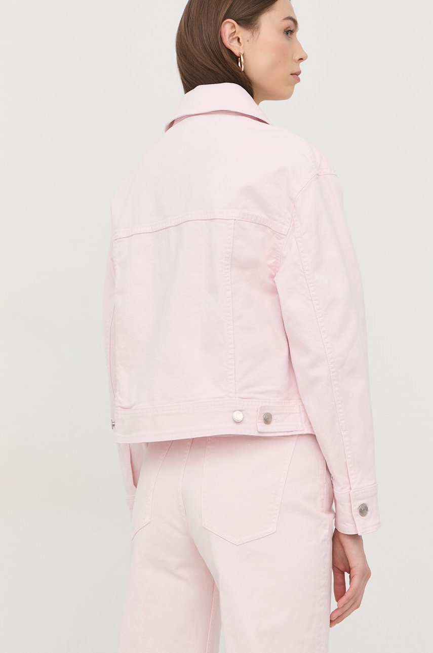

Джинсовая куртка BOSS женская цвет розовый переходная oversize