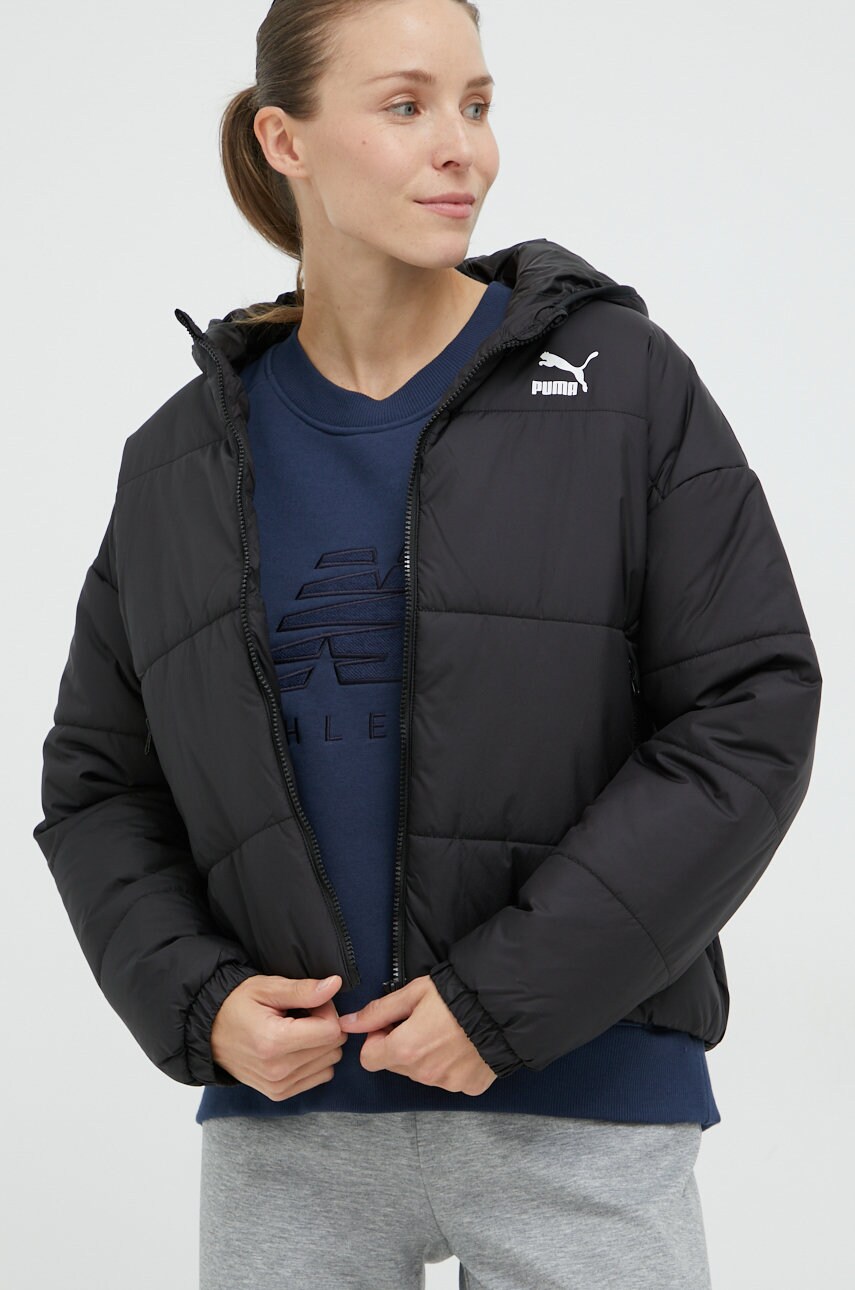 Puma geaca femei, culoarea negru, de iarna