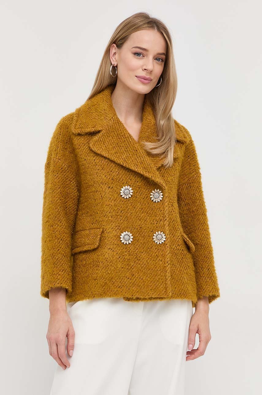 

Шерстяная куртка-бомбер Red Valentino цвет жёлтый переходная oversize