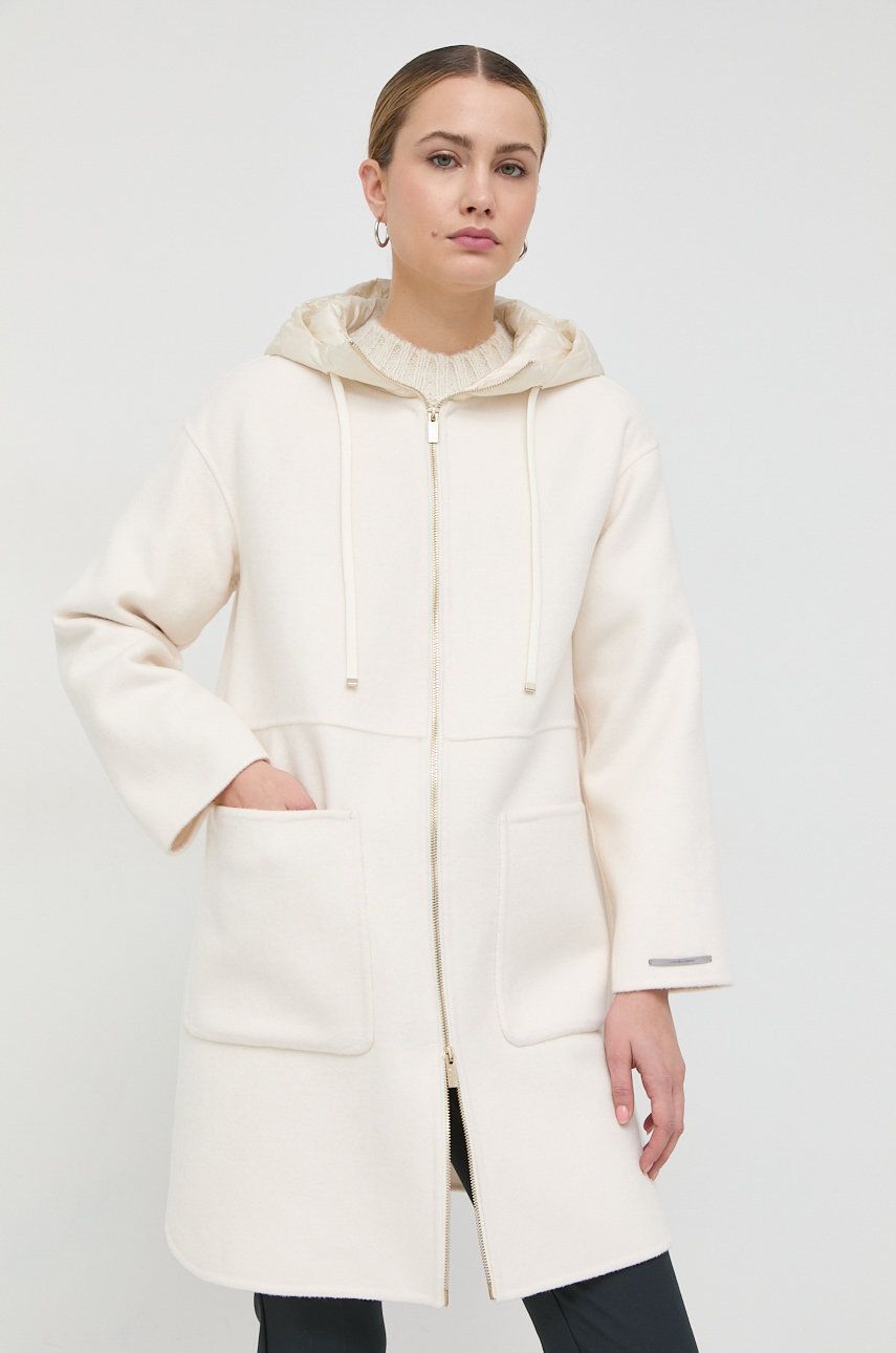 Marella palton de lana culoarea bej, de tranzitie, oversize answear.ro imagine megaplaza.ro