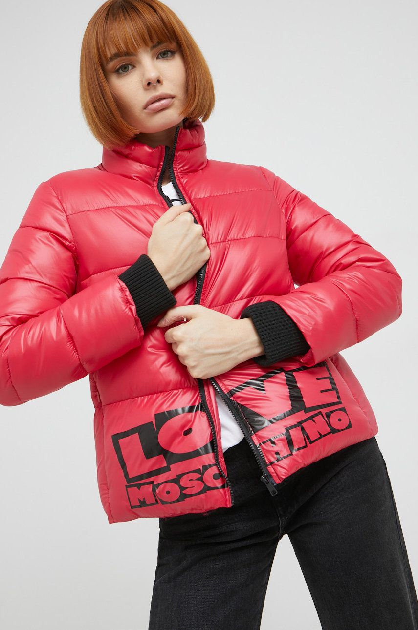 Love Moschino geaca femei, culoarea rosu, de iarna answear.ro imagine noua