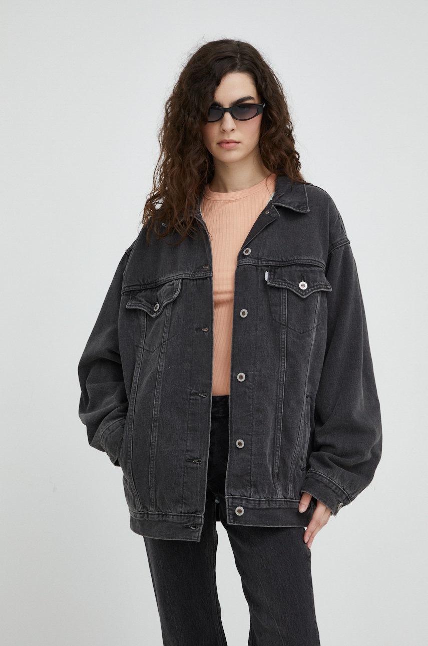 

Дънково яке Levi's в сиво с преходна изолация с уголемена кройка, Сив