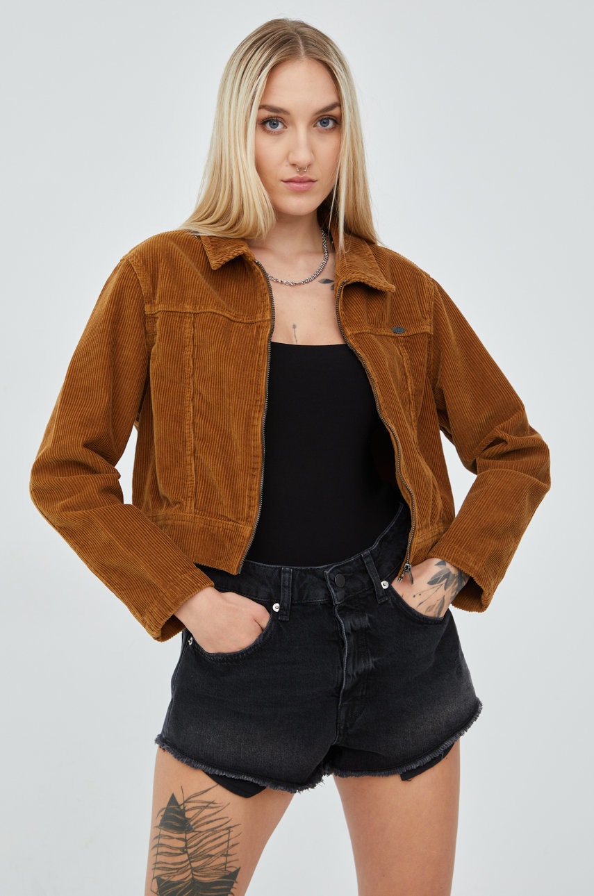 

Вельветова куртка Superdry колір коричневий перехідна
