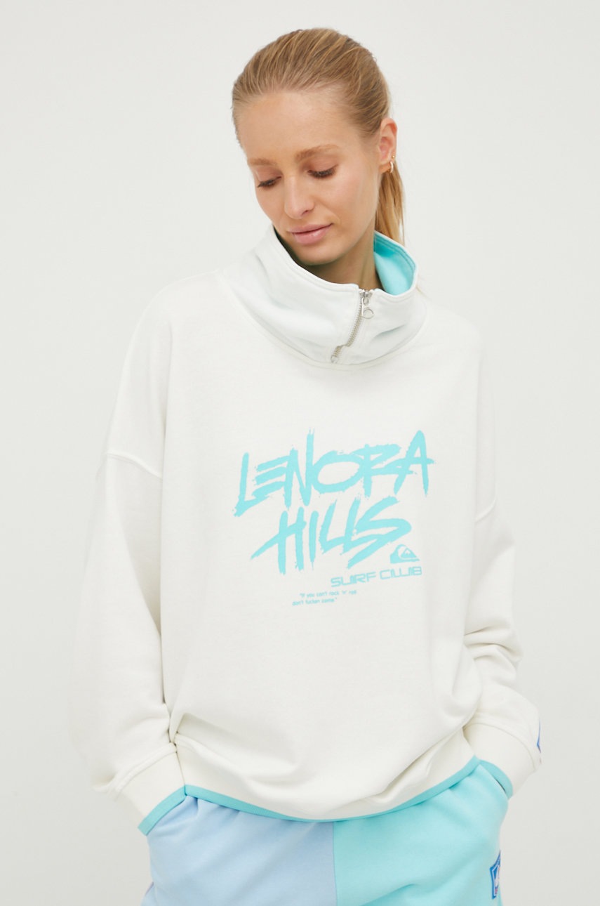 

Хлопковая кофта Quiksilver X Stranger Things женская цвет белый с принтом