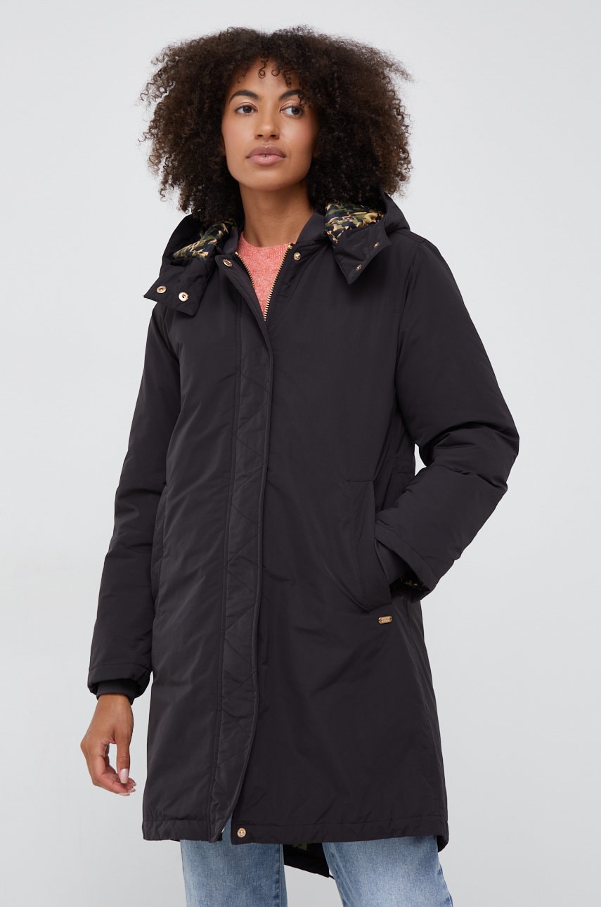 Scotch & Soda geaca femei, culoarea negru, de tranzitie