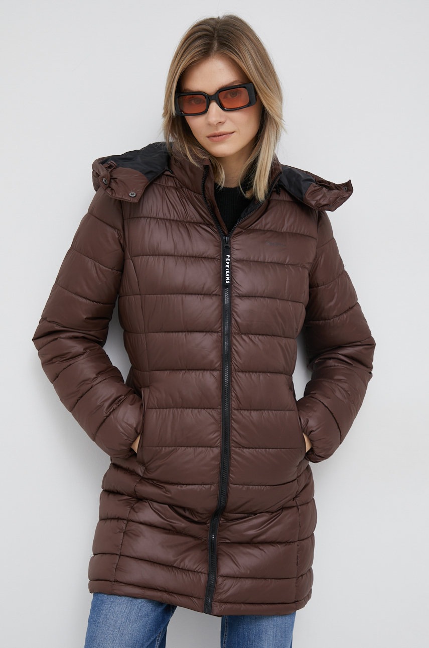 

Куртка Pepe Jeans Agnes женская цвет коричневый зимняя
