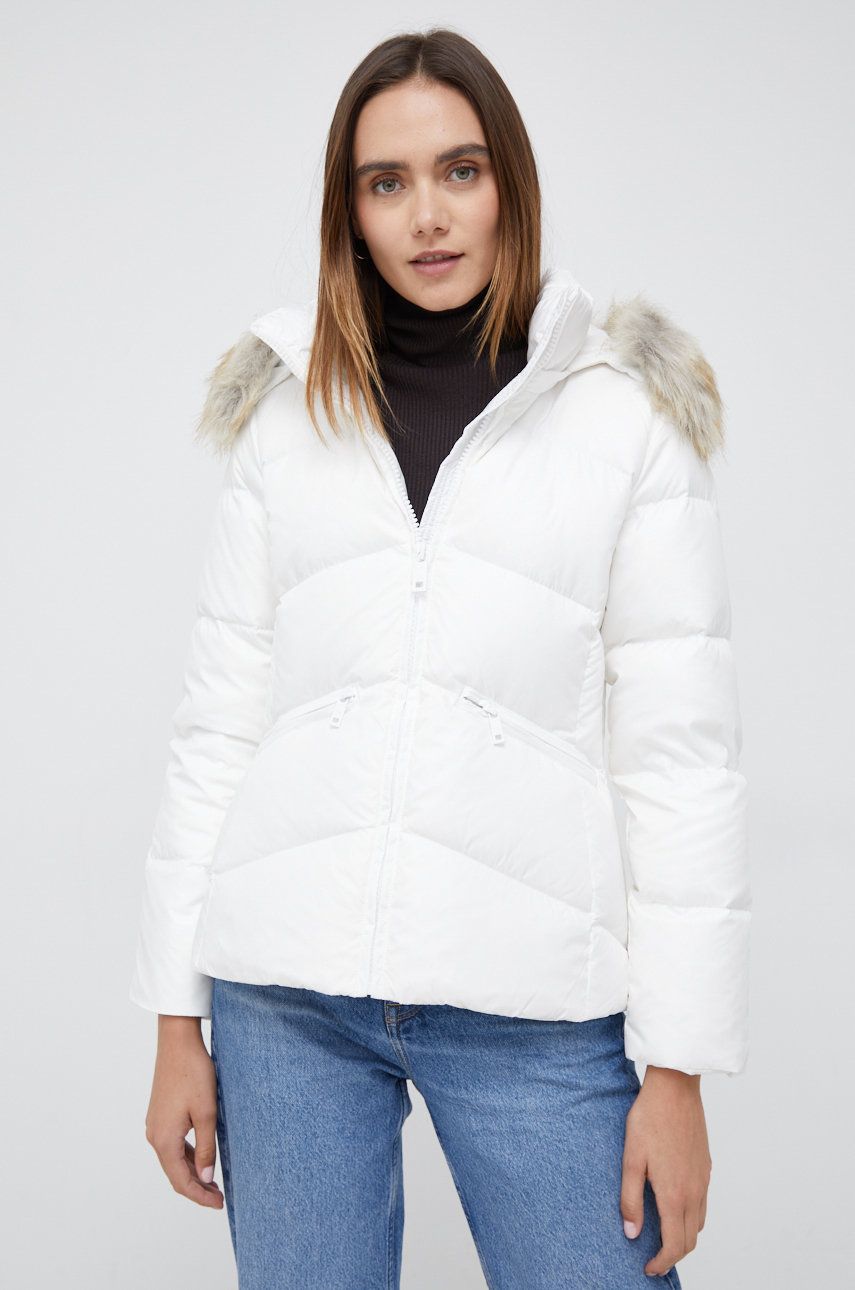 Péřová bunda Calvin Klein dámská, bílá barva, zimní - bílá -  Hlavní materiál: 100% Polyester