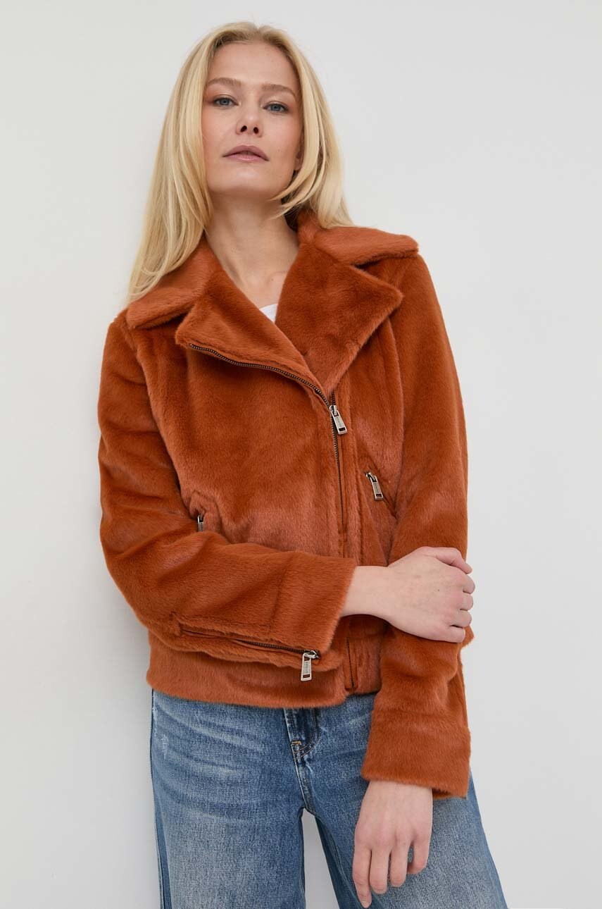 

Куртка Guess жіноча колір коричневий перехідна