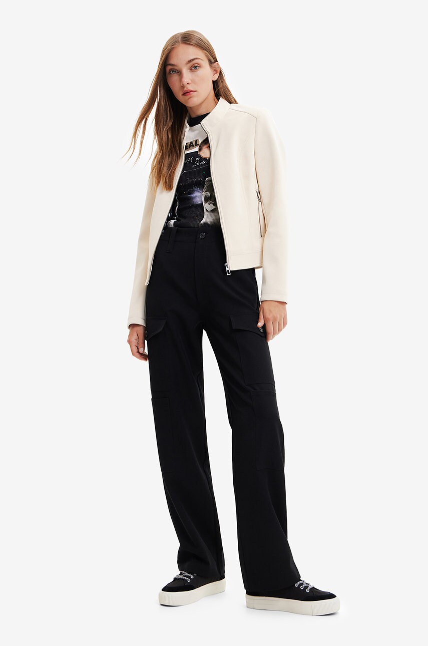 Desigual geaca femei, culoarea alb, de tranzitie