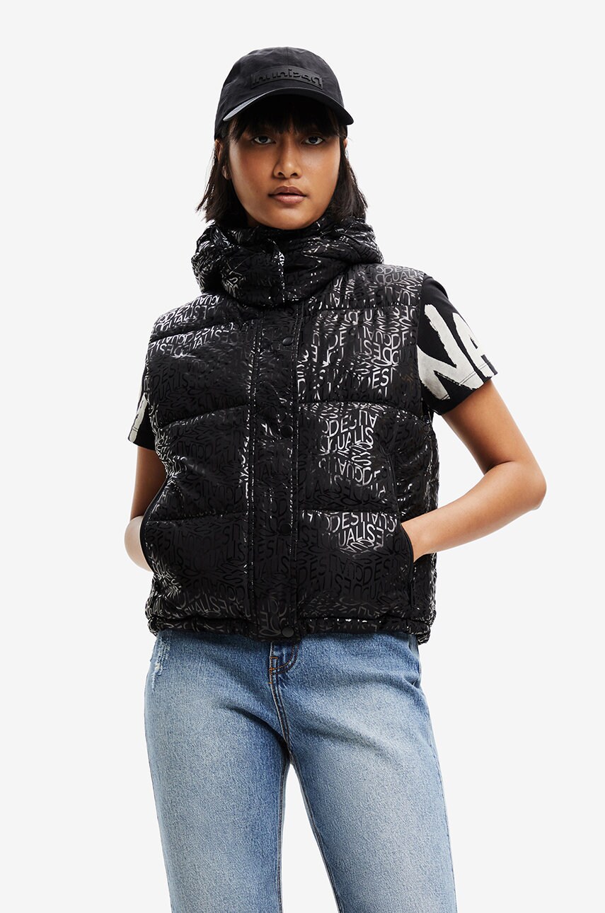 Desigual vesta femei, culoarea negru, de iarna