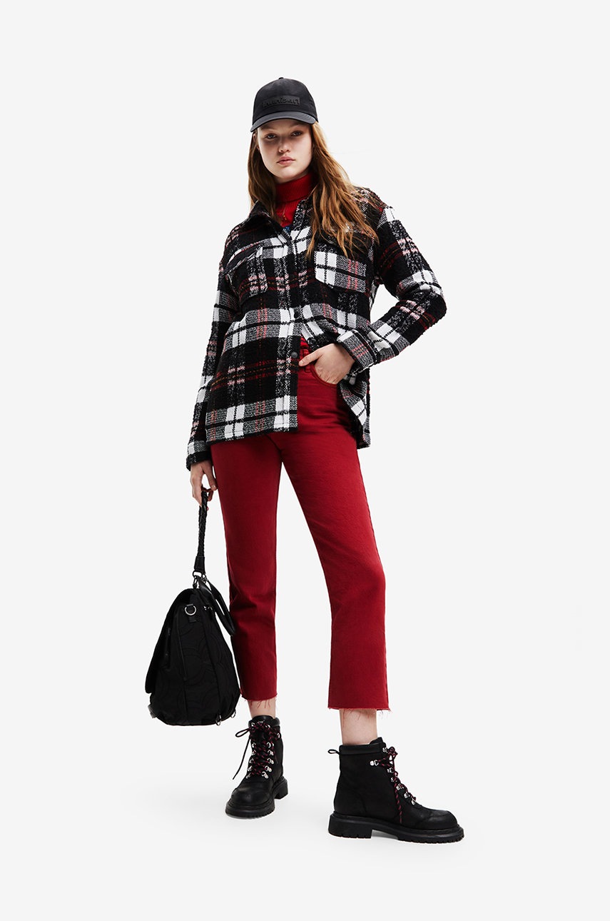 

Куртка з домішкою вовни Desigual колір чорний перехідна oversize