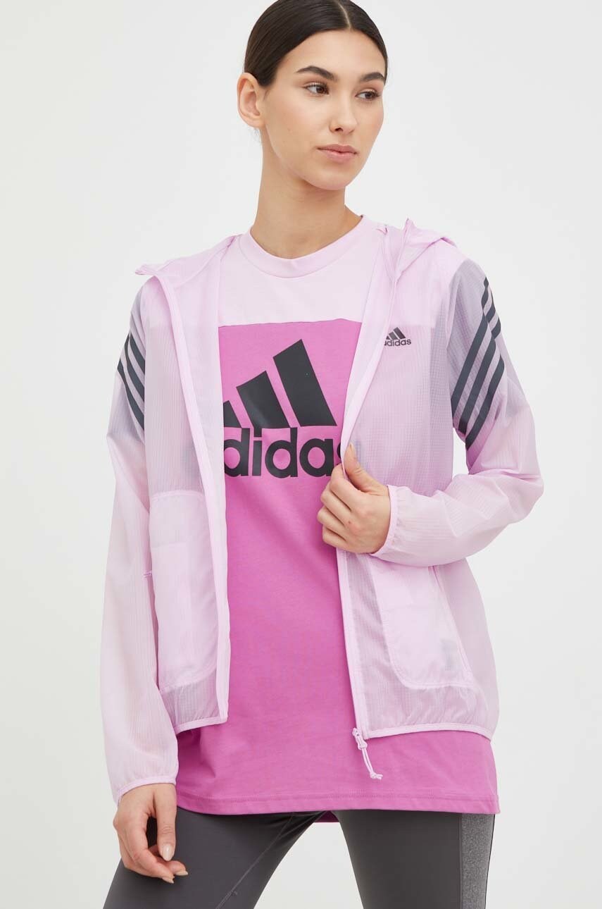 

Вітровка adidas Performance Run Icons колір рожевий перехідна