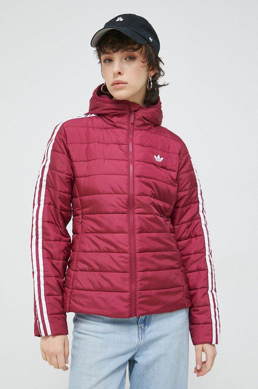 Bunda adidas Originals dámská, vínová barva, přechodná