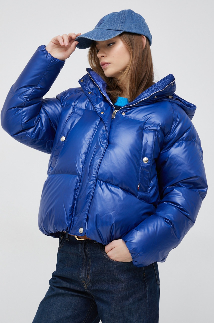 

Пухено яке Tommy Hilfiger в тъмносиньо със зимна изолация, Тъмносин