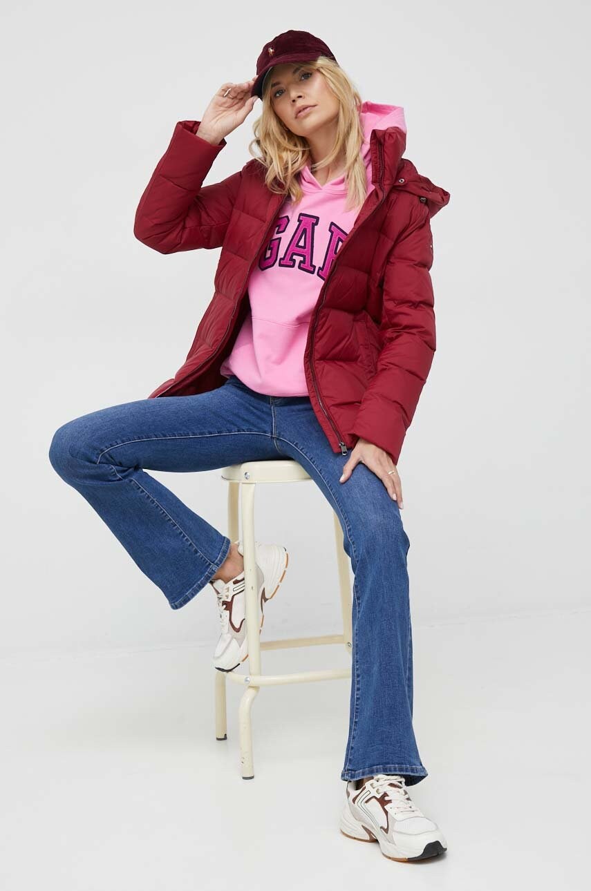 

Пуховая куртка Tommy Hilfiger женская цвет бордовый зимняя