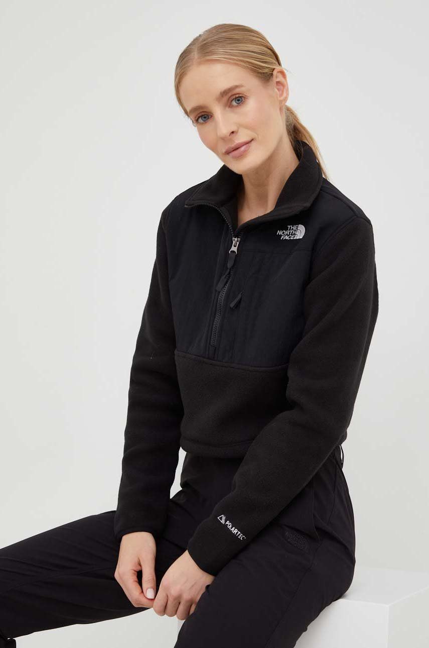 The North Face bluză Denali Cropped Fleece femei, culoarea negru, NF0A7WXYJK31