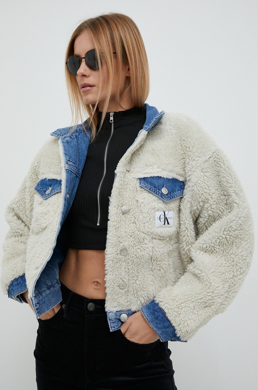 

Яке с две лица Calvin Klein Jeans с преходна изолация с уголемена кройка, Син