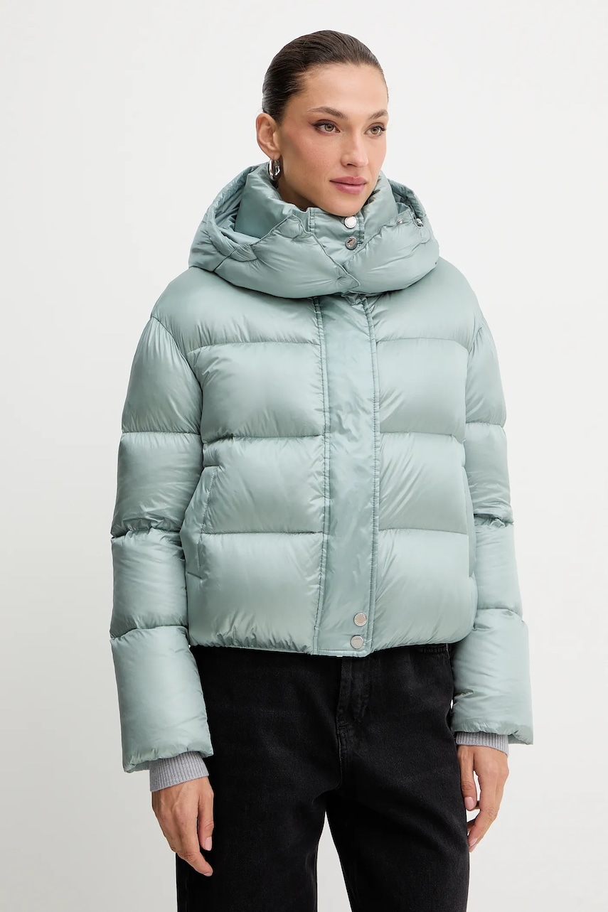 Patrizia Pepe kurtka puchowa damska kolor turkusowy 2O0050.A9M0
