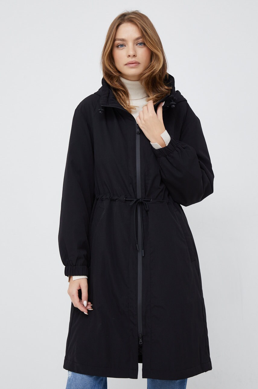 Sisley hanorac femei, culoarea negru, de tranzitie