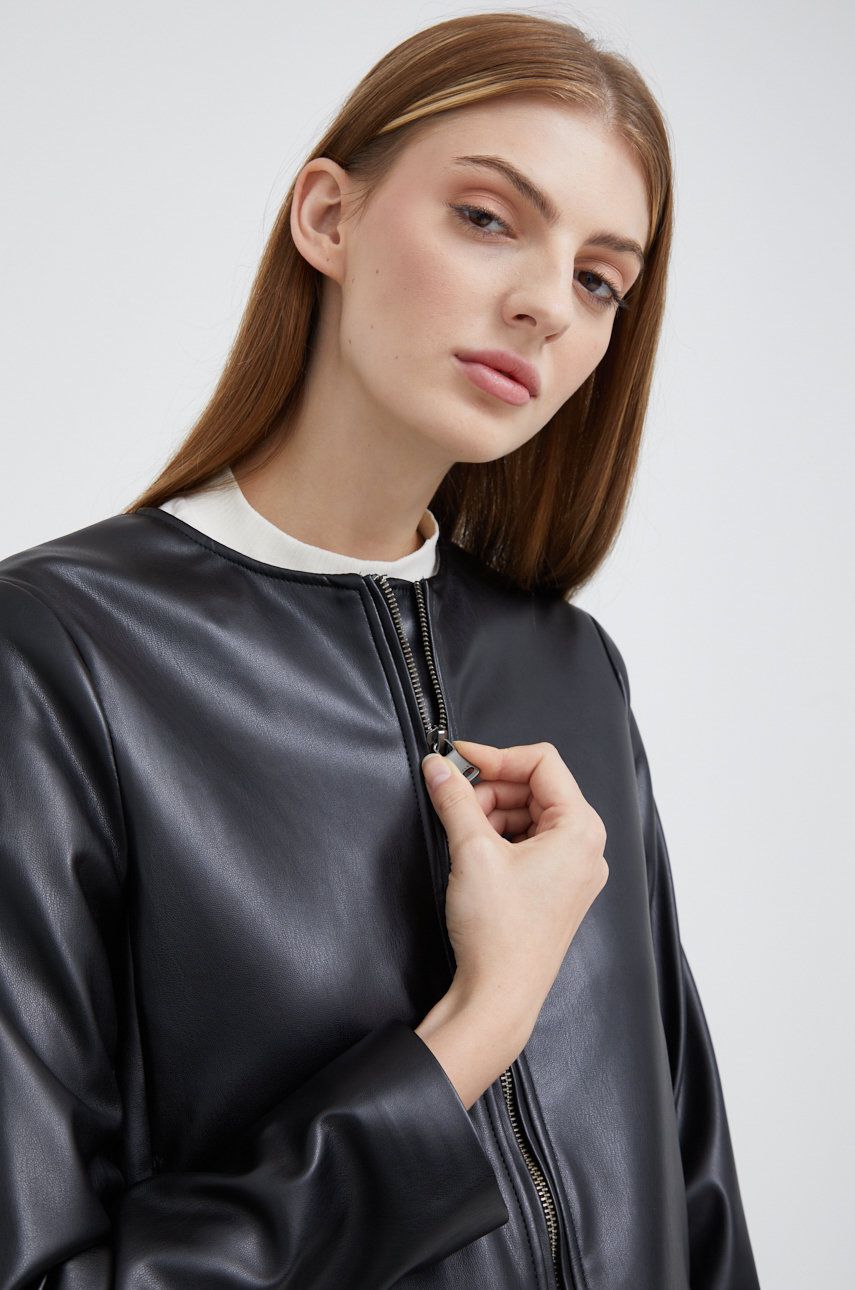 Sisley geaca femei, culoarea negru, de tranzitie answear.ro