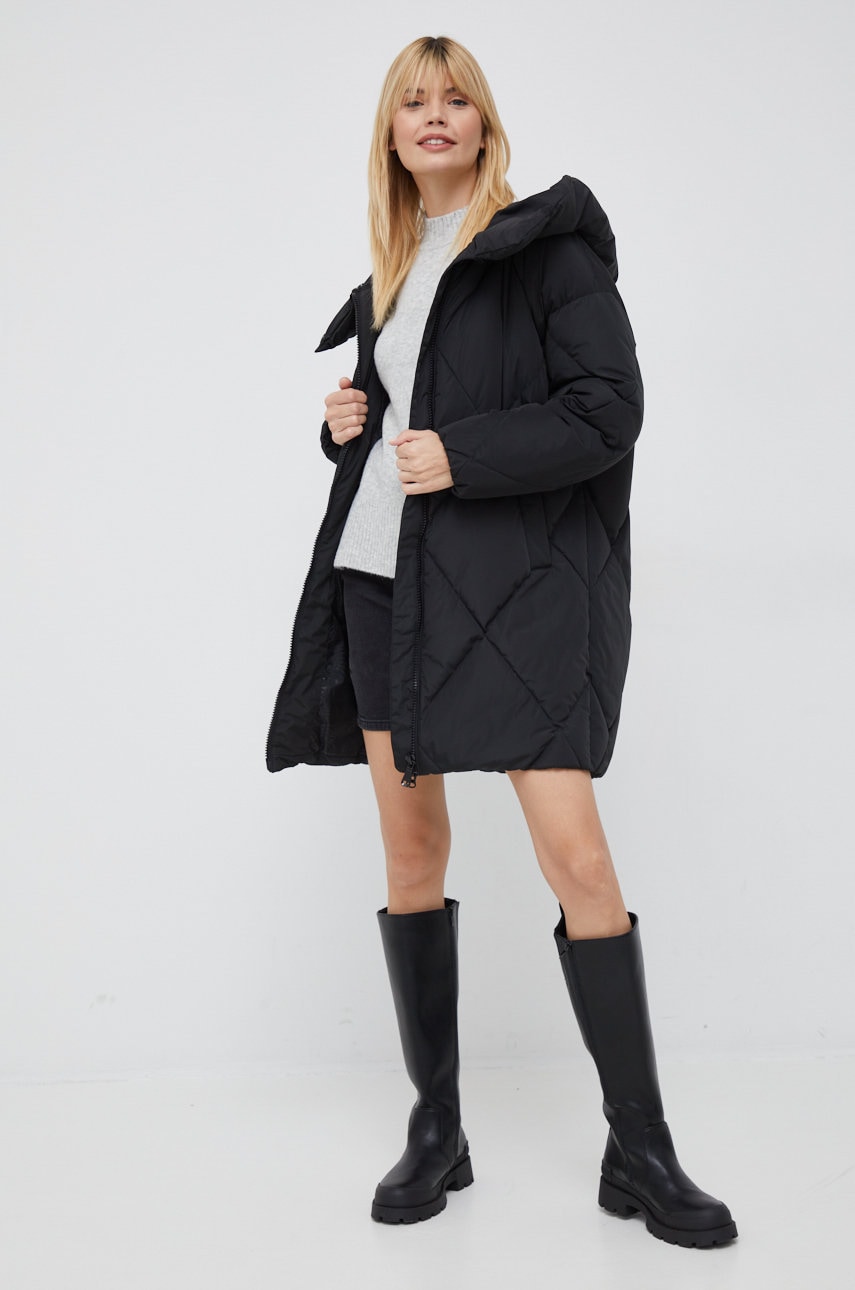 Geox geaca femei, culoarea negru, de iarna, oversize