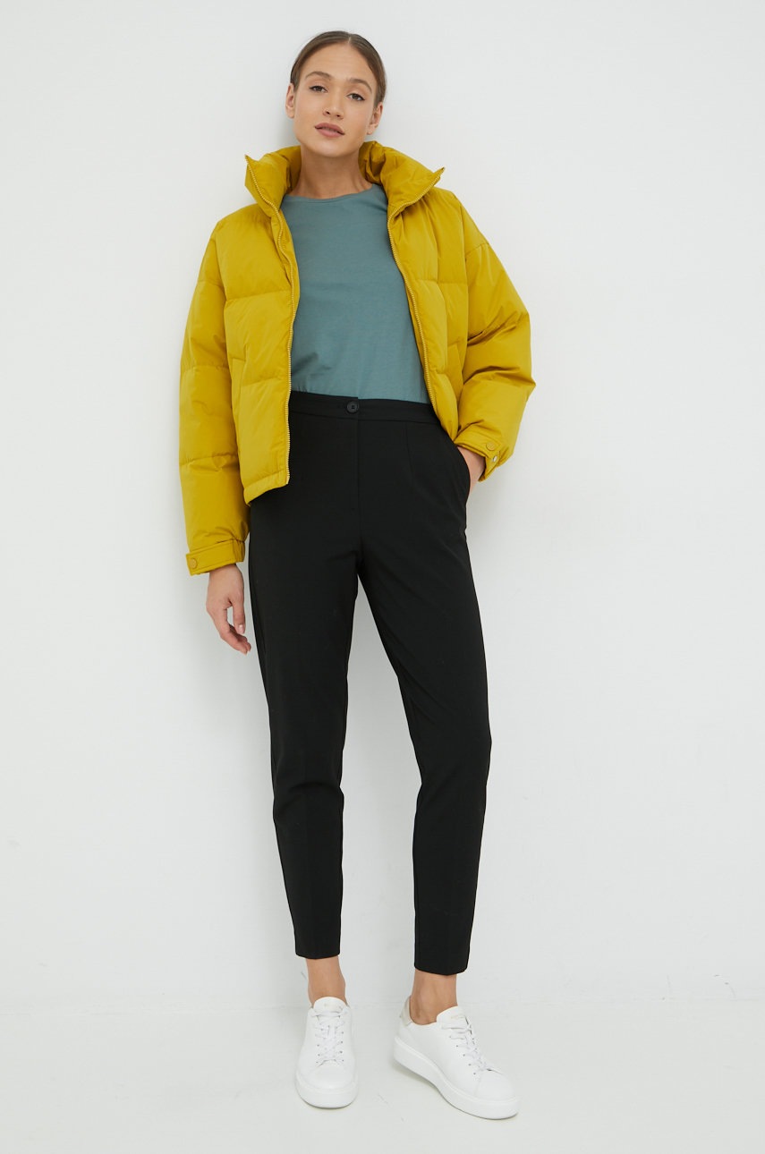 

Пуховая куртка United Colors of Benetton женская цвет жёлтый зимняя oversize