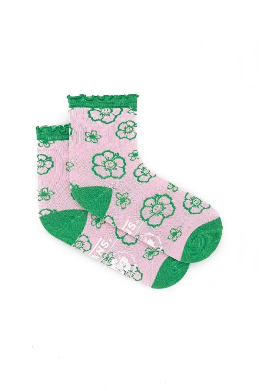 Ponožky Vans X Emma Mulholland On Holiday dámské, růžová barva - růžová -  60% Bavlna