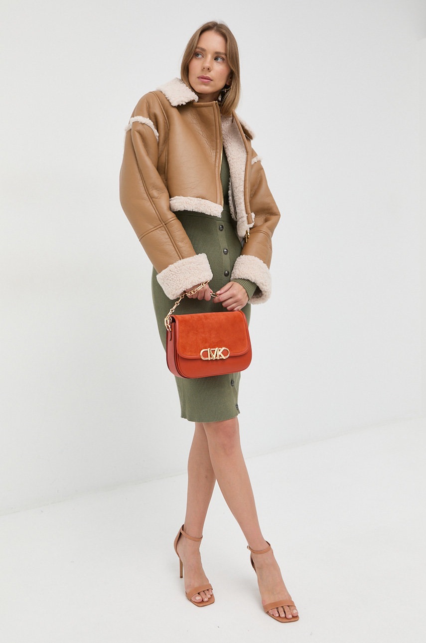 

Куртка Pinko женская цвет бежевый переходная oversize