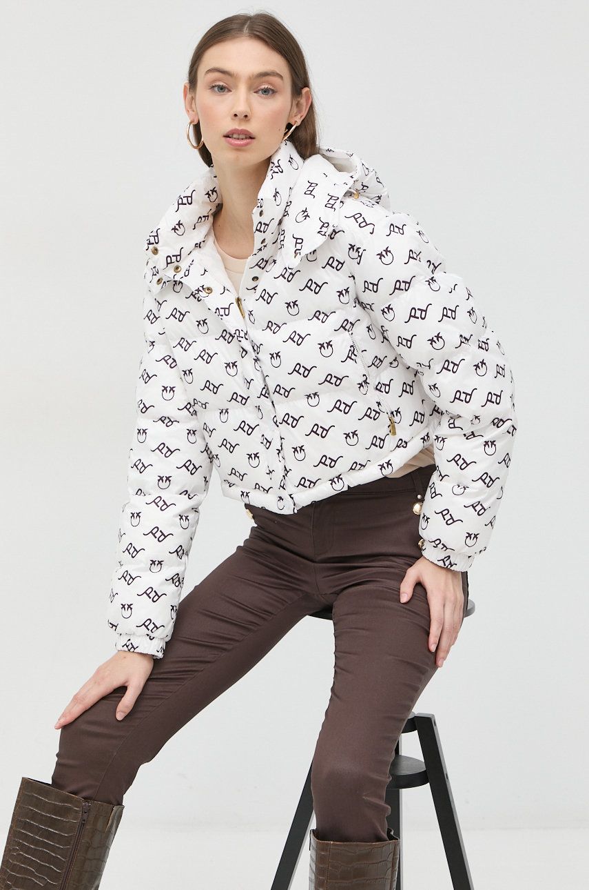 Bunda Pinko dámská, bílá barva, zimní - bílá -  Hlavní materiál: 100 % Polyester Podšívka: