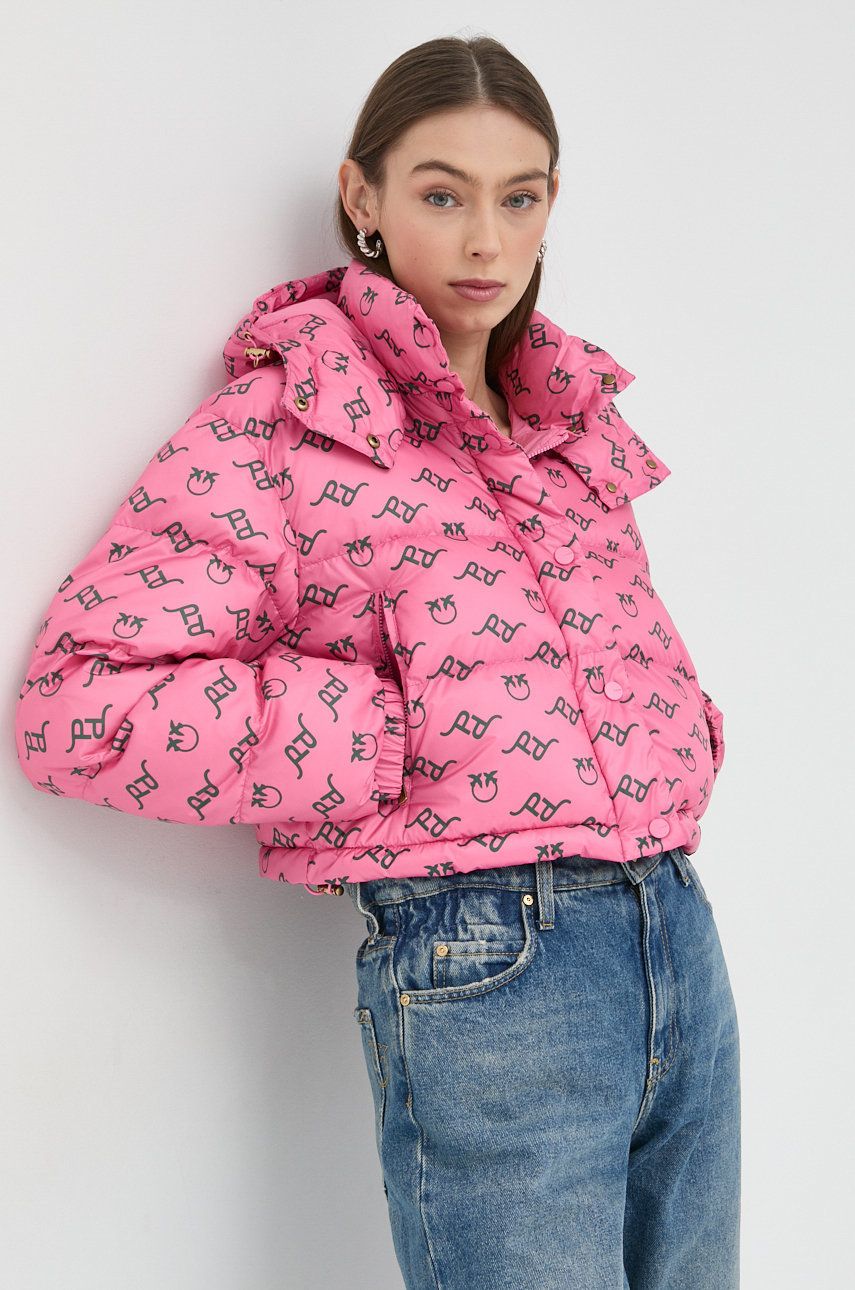 Bunda Pinko dámská, růžová barva, zimní - růžová -  Hlavní materiál: 100 % Polyester Podší