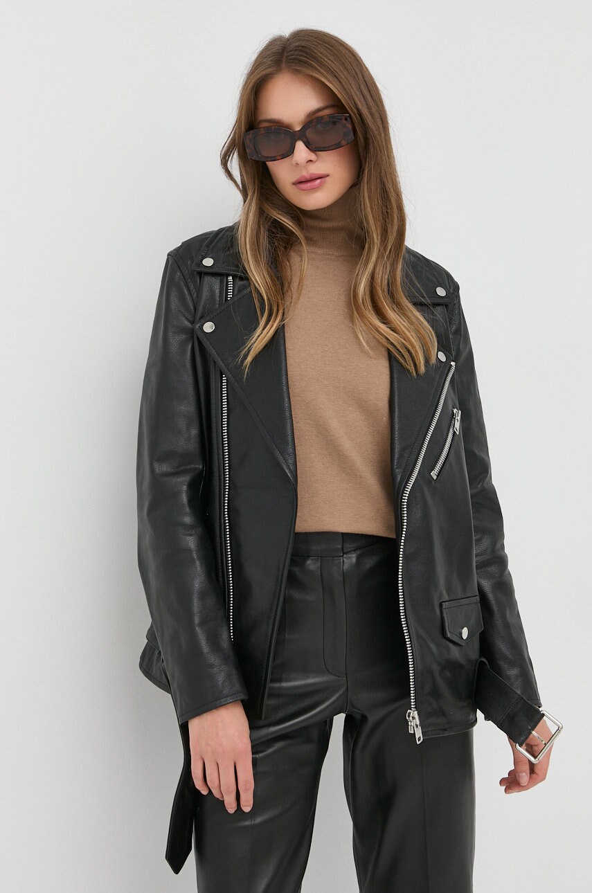 Ivy oak geaca ramones de piele femei, culoarea negru, de tranzitie